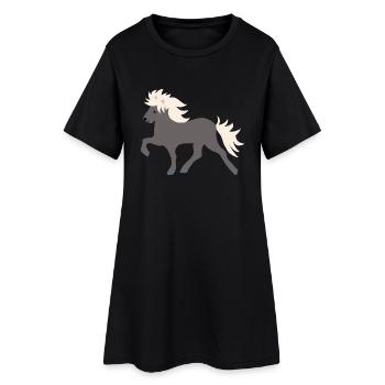 Windfarbenes Islandpferd - Frauen T-Shirt-Kleid - Schwarz - Vorne