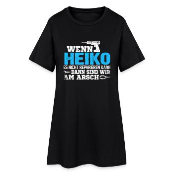 HEIKO - kann es reparieren - Frauen T-Shirt-Kleid - Schwarz - Vorne