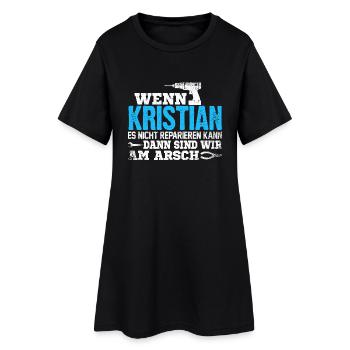 KRISTIAN - kann es reparieren - Frauen T-Shirt-Kleid - Schwarz - Vorne