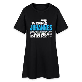 JOHANNES - kann es reparieren - Frauen T-Shirt-Kleid - Schwarz - Vorne