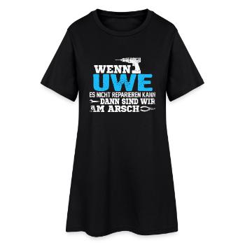 UWE - kann es reparieren - Frauen T-Shirt-Kleid - Schwarz - Vorne