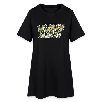 Hirsche - Frauen T-Shirt-Kleid - Schwarz - Vorne