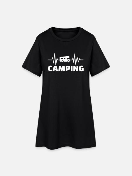 Camping - Frauen T-Shirt-Kleid - Schwarz