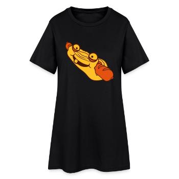 visage drôle mignon doux dessin animé comique clip - Robe T-shirt Femme - noir - Devant