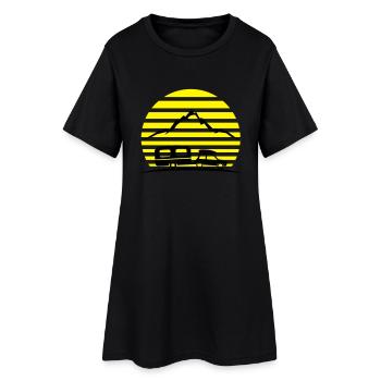 Reise - Auto und Wohnwagen - Frauen T-Shirt-Kleid - Schwarz - Vorne