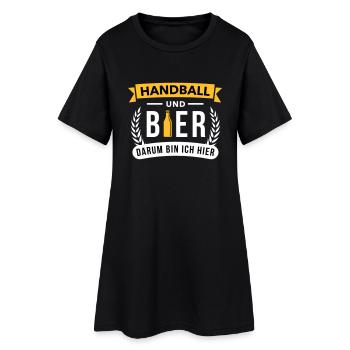 Handball & Bier darum bin ich hier - Frauen T-Shirt-Kleid - Schwarz - Vorne