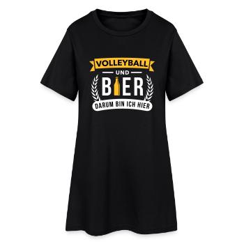 Volleyball & Bier darum bin ich hier - Frauen T-Shirt-Kleid - Schwarz - Vorne