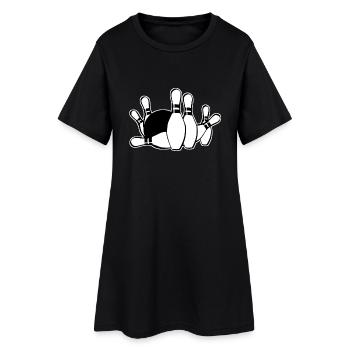 Kegeln - Frauen T-Shirt-Kleid - Schwarz - Vorne