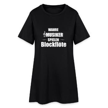 Blockflöte Instrument Geschenk - Frauen T-Shirt-Kleid - Schwarz - Vorne