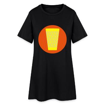 Apfelwein Glas _Geripptes - Frauen T-Shirt-Kleid - Schwarz - Vorne