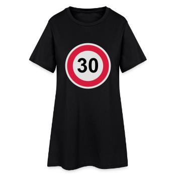 30 - Frauen T-Shirt-Kleid - Schwarz - Vorne