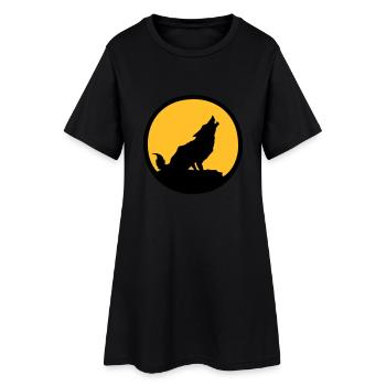 loup - Robe T-shirt Femme - noir - Devant