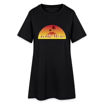 Hawaii-Nächte - Palme - Frauen T-Shirt-Kleid - Schwarz - Vorne
