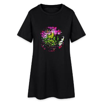 Graffiti - Frauen T-Shirt-Kleid - Schwarz - Vorne