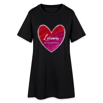 Lehrerin mit großem Herz - Frauen T-Shirt-Kleid - Schwarz - Vorne