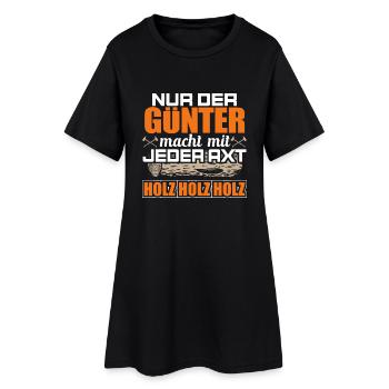 GÜNTER - Holz - Frauen T-Shirt-Kleid - Schwarz - Vorne