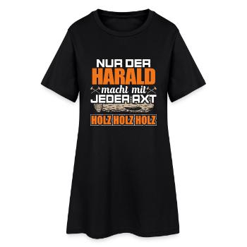 HARALD - Holz - Frauen T-Shirt-Kleid - Schwarz - Vorne