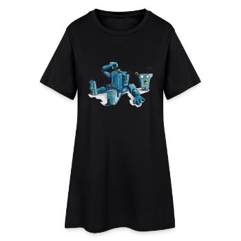robot - Robe T-shirt Femme - noir - Devant