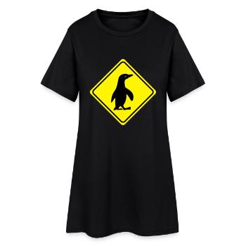 Attention - Penguin - 2 Vector Couleur - Robe T-shirt Femme - noir - Devant