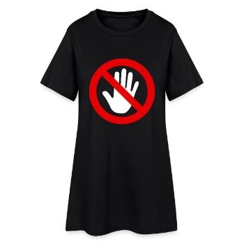 anfassen verboten weiß - Frauen T-Shirt-Kleid - Schwarz - Vorne