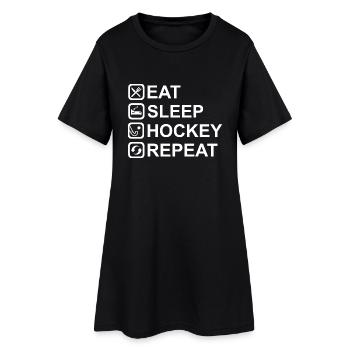 EAT SLEEP HOCKEY REPEAT - Frauen T-Shirt-Kleid - Schwarz - Vorne