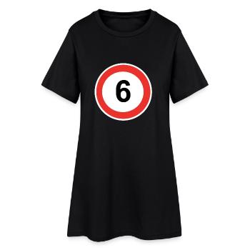 Zahl mit Kreis 6 - Frauen T-Shirt-Kleid - Schwarz - Vorne
