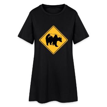 Grizzly Road Sign - Frauen T-Shirt-Kleid - Schwarz - Vorne