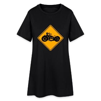 Motorcycle Road Sign - Frauen T-Shirt-Kleid - Schwarz - Vorne