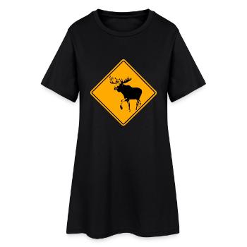 Moose Road Sign - Frauen T-Shirt-Kleid - Schwarz - Vorne