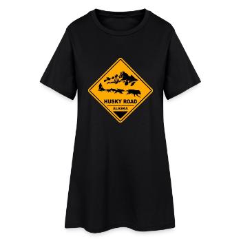 Alaska Husky Road Sign - Frauen T-Shirt-Kleid - Schwarz - Vorne