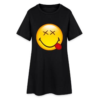 Smiley Tongue out - Frauen T-Shirt-Kleid - Schwarz - Vorne