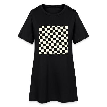 Masque en damier | Protège-dents - Robe T-shirt Femme - noir - Devant