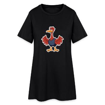 Autruche Drôle Comic Oiseau Chemise - Robe T-shirt Femme - noir - Devant