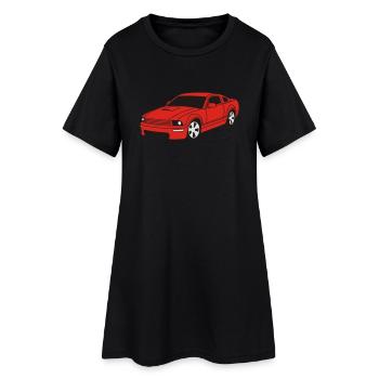 car - Frauen T-Shirt-Kleid - Schwarz - Vorne