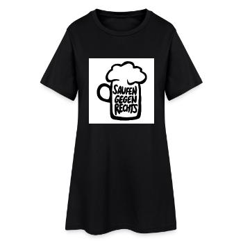 Saufen gegen rechts - Frauen T-Shirt-Kleid - Schwarz - Vorne