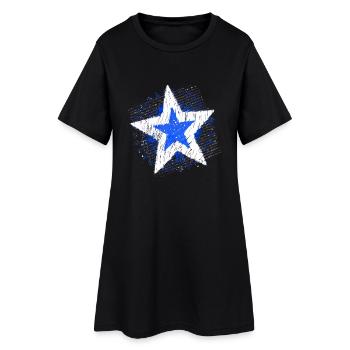 Big Star (Stern, weiß/blau) - Frauen T-Shirt-Kleid - Schwarz - Vorne