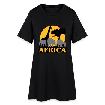Afrique - Coucher de soleil dans la savane - Robe T-shirt Femme - noir - Devant