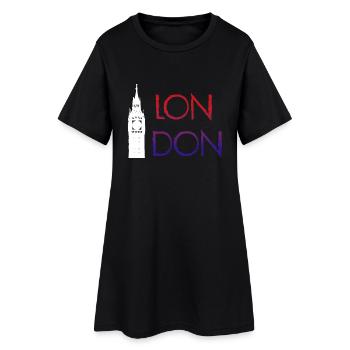 London - Frauen T-Shirt-Kleid - Schwarz - Vorne