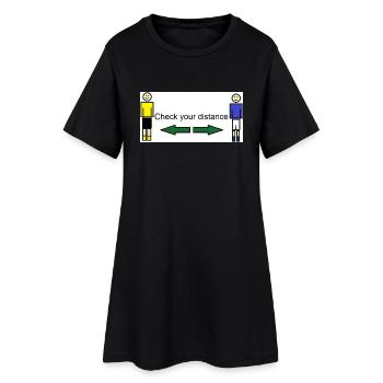 Check distance - Frauen T-Shirt-Kleid - Schwarz - Vorne