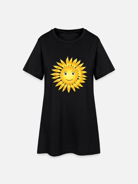 Sonne - Frauen T-Shirt-Kleid - Schwarz