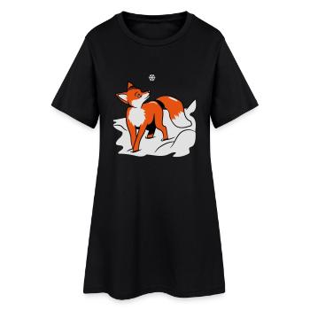 Fuchs süss schnee schneeflocke - Frauen T-Shirt-Kleid - Schwarz - Vorne