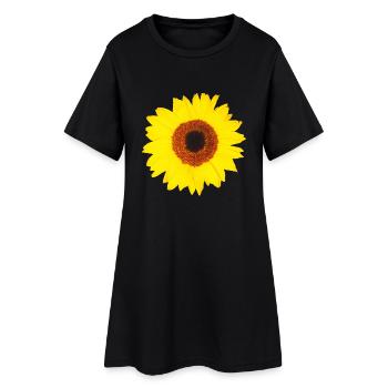 Sonnenblume - Frauen T-Shirt-Kleid - Schwarz - Vorne