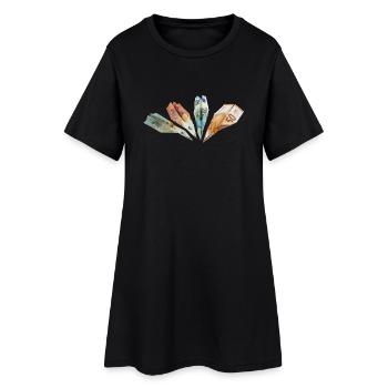 Geldscheine - Frauen T-Shirt-Kleid - Schwarz - Vorne