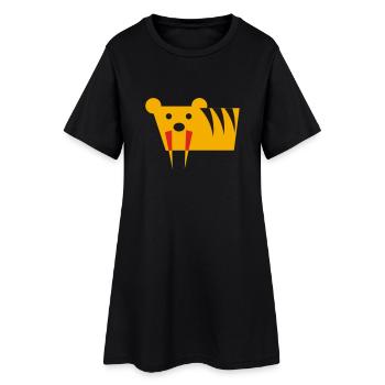 Säbelzahntiger - Frauen T-Shirt-Kleid - Schwarz - Vorne