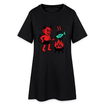Diable avec poisson - Robe T-shirt Femme - noir - Devant