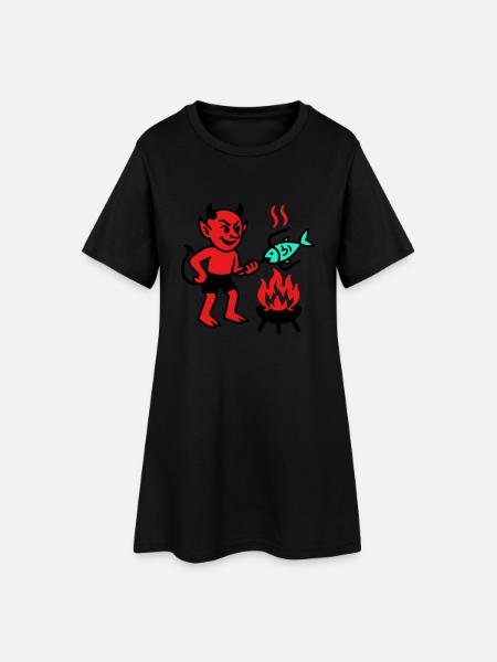 Diable avec poisson - Robe T-shirt Femme - noir