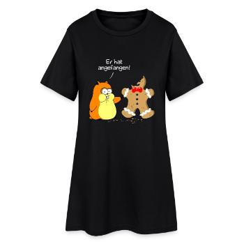 Hamster vs. Lebkuchenmann (whiteline) - Frauen T-Shirt-Kleid - Schwarz - Vorne