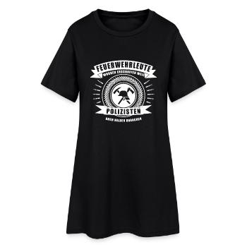 Feuerwehr - Weil Polizisten Auch Helden Brauchen - Frauen T-Shirt-Kleid - Schwarz - Vorne
