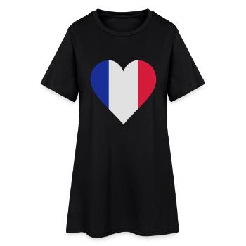 frankreich herz - Frauen T-Shirt-Kleid - Schwarz - Vorne