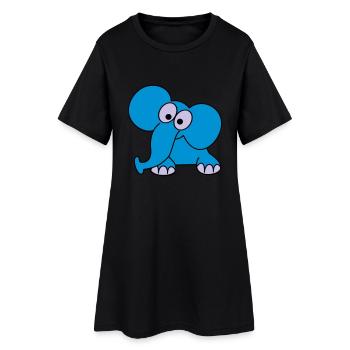 elefant - Frauen T-Shirt-Kleid - Schwarz - Vorne